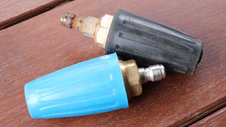Photo of two turbo nozzles. One is black and one is light blue.