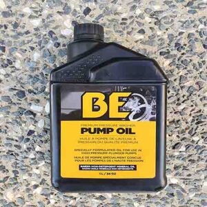 Photo displaying BE Pump oil for changing the oil in a Comet 5030 pressure washer pump