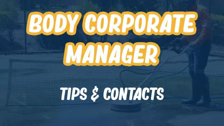Image with the words 'Body Corporate Manager tips and contacts'.